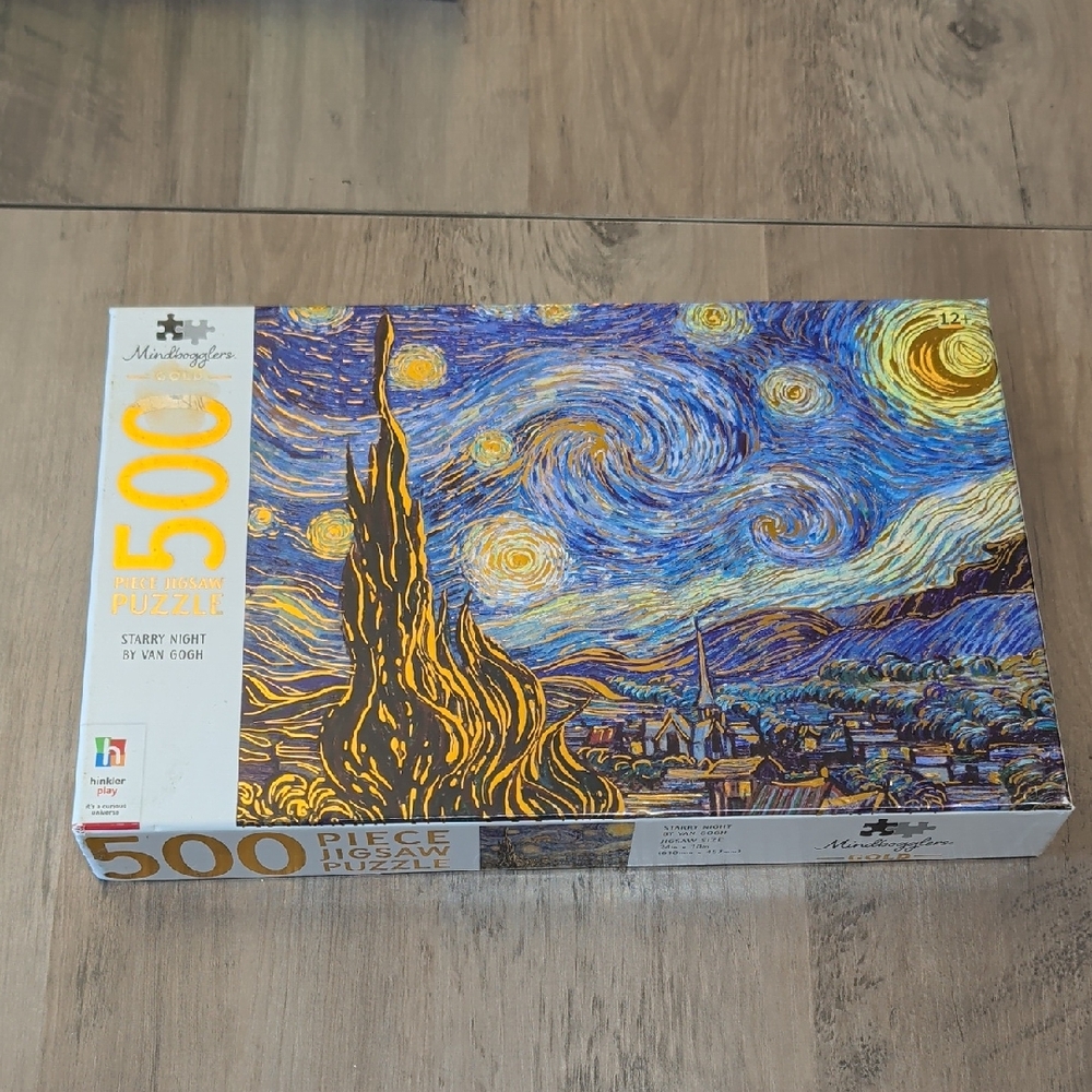 500 Piece Gold Foil Puzzle "Starry Night" By Mindbogglers
